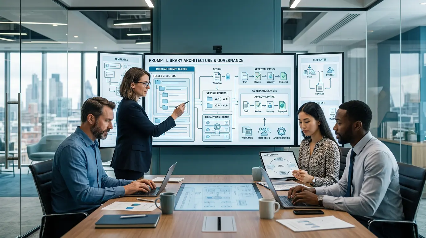 Enterprise team designing a scalable prompt library architecture for AI workflows in 2026
