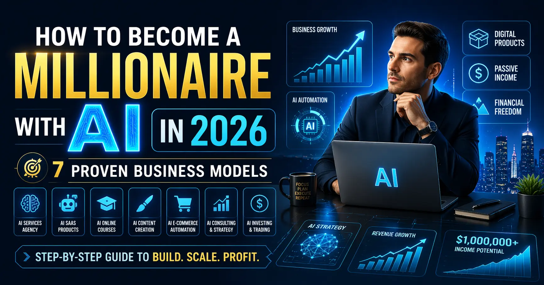 How to Become a Millionaire with AI in 2026 7 Proven Business Models (Step-by-Step Guide)