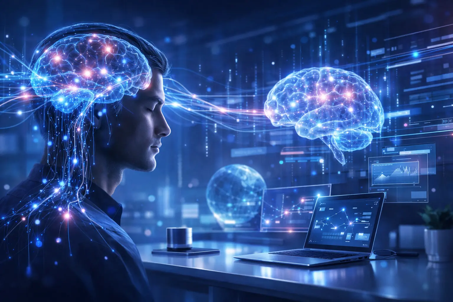 Person using AI tools with a mindset-focused workflow — how to think like AI mindset guide 2026